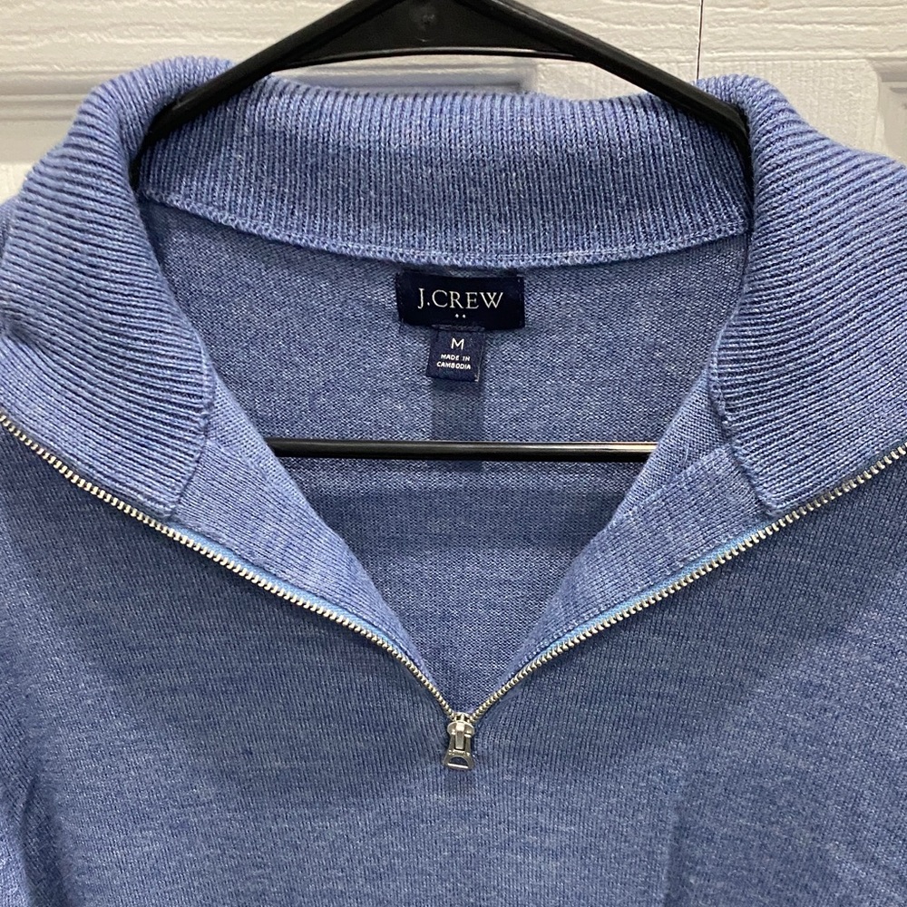 J. Crew Men's Heather Blue Zip-Up Sweater